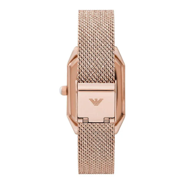 EMPORIO ARMANI Gioia Rose Gold Mesh Bracelet Rose Gold Dial Quartz Watch for Ladies - AR11347 - Image 2