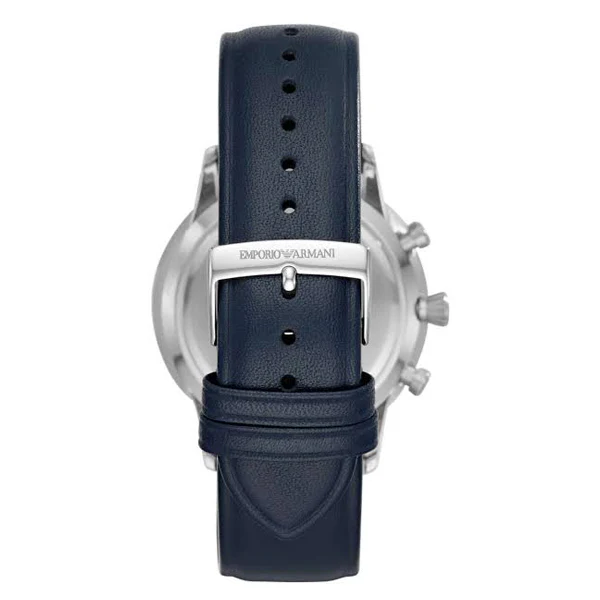 EMPORIO ARMANI Giovanni Blue Leather Strap Blue Dial Chronograph Quartz Watch for Gents - AR11226 - Image 2