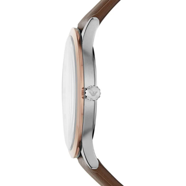 EMPORIO ARMANI Giovanni Brown Leather Strap White Dial Quartz Watch for Gents - AR11211 - Image 3
