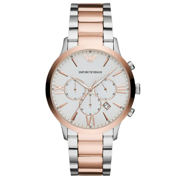 EMPORIO ARMANI Giovanni Two-Tone Stainless Steel White Dial Chronograph Quartz Watch for Gents - AR11209 - Image 3