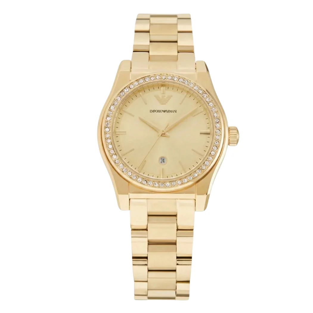 Emporio Armani Gold Stainless Steel Gold Dial Quartz Watch for Ladies - AR11607
