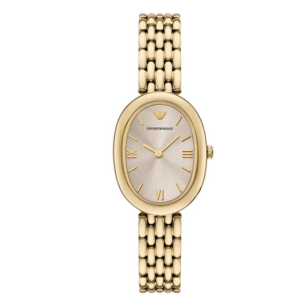 Emporio Armani Gold Stainless Steel Grey Dial Quartz Watch for Ladies - AR11707