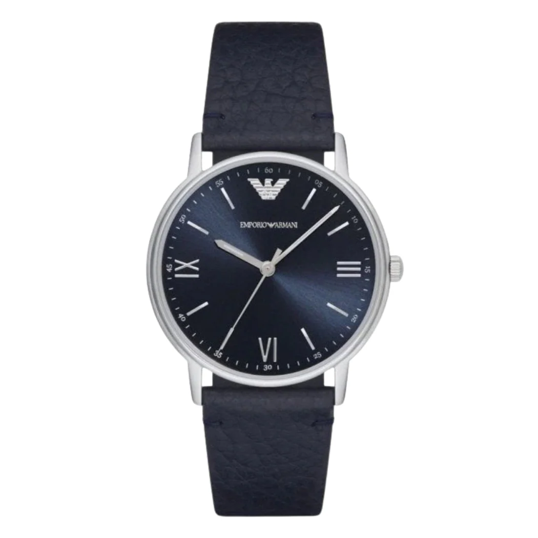 EMPORIO ARMANI Kappa Blue Leather Strap Blue Dial Quartz Watch for Ladies - AR11012