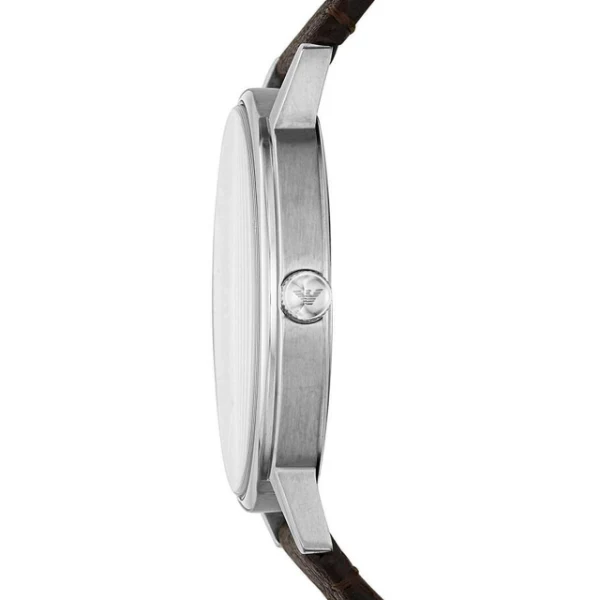 EMPORIO ARMANI Kappa Brown Leather Strap Black Dial Quartz Watch for Gents - AR11153 - Image 2
