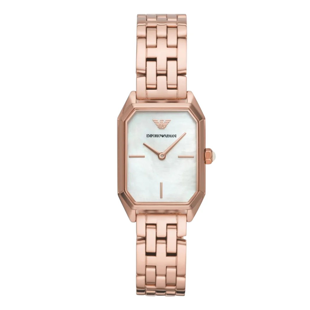 Emporio Armani Rose Gold Stainless Steel Mother of pearl Dial Quartz Watch For Ladies - AR11147