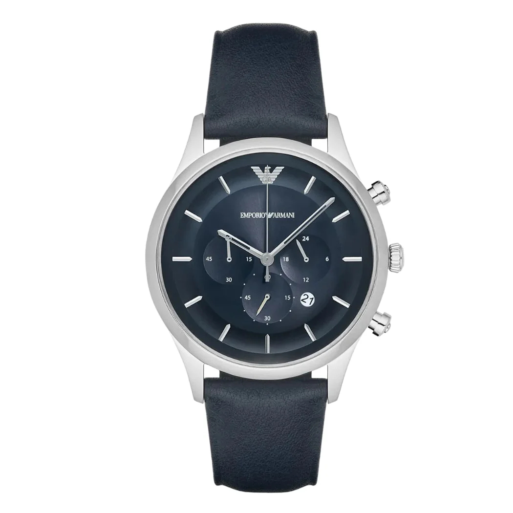 EMPORIO ARMANI Lambda Blue Leather Strap Blue Dial Chronograph Quartz Watch for Gents - AR11018
