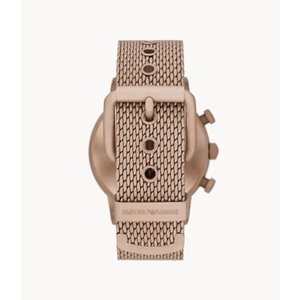 EMPORIO ARMANI Luigi Beige Gold Mesh Bracelet Green Dial Chronograph Quartz Watch for Gents - AR11428 - Image 2