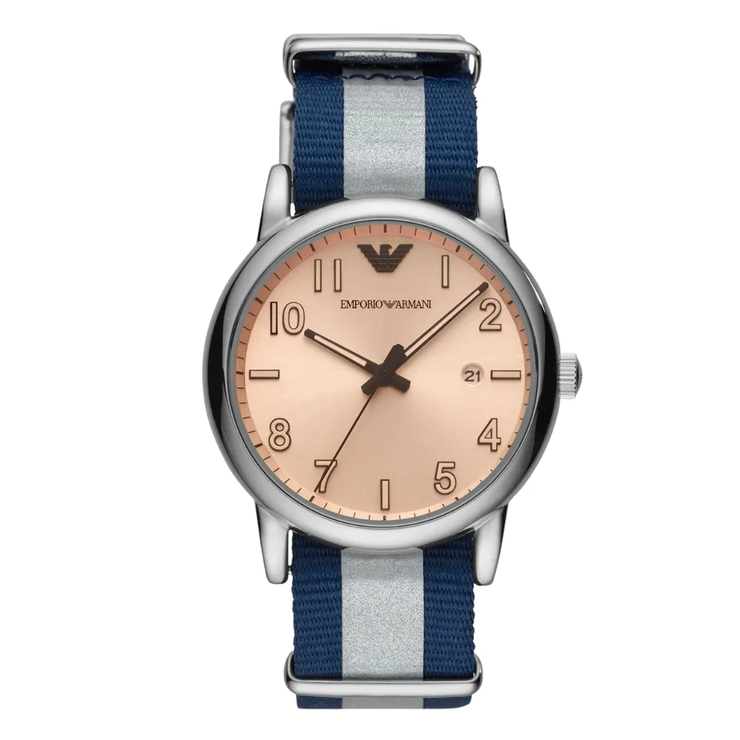 EMPORIO ARMANI Luigi Two-Tone Fabric Beige Dial Quartz Watch for Gents - AR11212