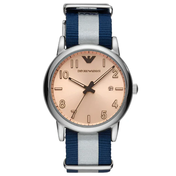 EMPORIO ARMANI Luigi Two-Tone Fabric Beige Dial Quartz Watch for Gents - AR11212 - Image 3