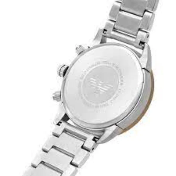 EMPORIO ARMANI Mario Silver Stainless Steel Beige Dial Chronograph Quartz Watch for Gents - AR11352 - Image 2