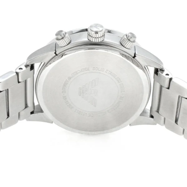 EMPORIO ARMANI Mario Silver Stainless Steel Blue Dial Quartz Watch for Gents- EMPORIO ARMANI AR 11306 - Image 3