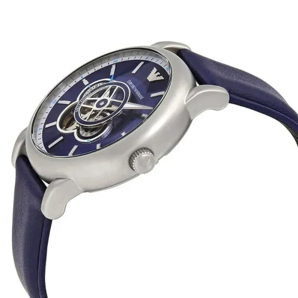 Emporio Armani Meccanico Blue Leather Strap Blue Dial Automatic Watch for Gents - AR60011 - Image 2