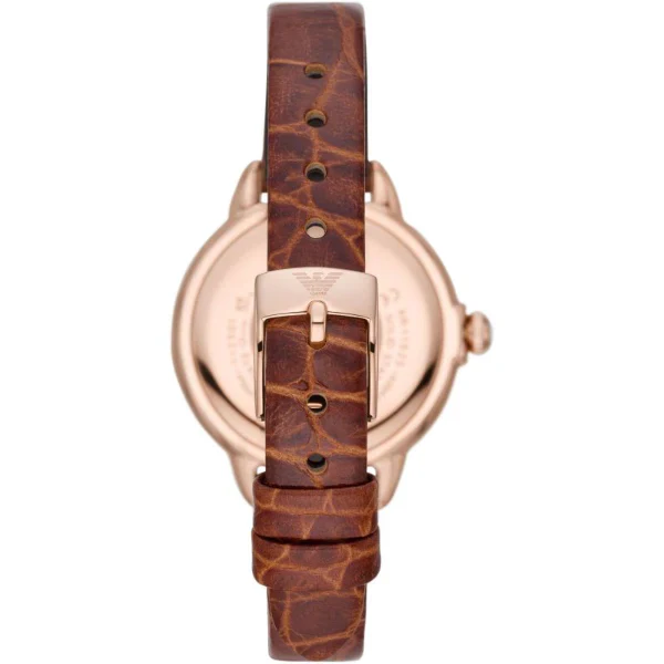 Emporio Armani Mia Brown Leather Strap Silver Dial Quartz Watch for Ladies - AR11525 - Image 2