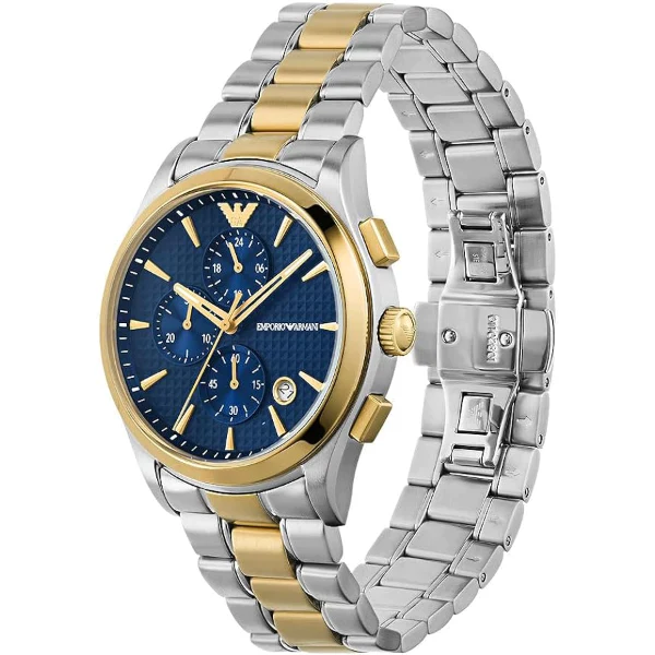Emporio Armani Paolo Two-tone Stainless Steel Blue Dial Chronograph Quartz Watch for Gents - AR11579 - Image 2