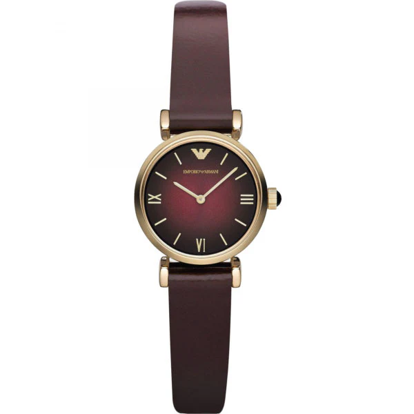 EMPORIO ARMANI Purple Dial Purple Leather Strap Watch For Ladies - AR1758