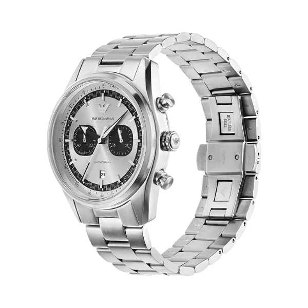 Emporio Armani Racer Silver Stainless Steel Silver Dial Chronograph Quartz Watch for Gents - AR11636 - Image 3