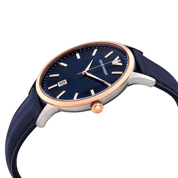 EMPORIO ARMANI Renato Blue Leather Strap Blue Dial Quartz Watch for Gents - AR11188 - Image 2