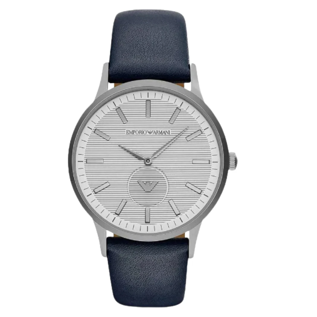 EMPORIO ARMANI Renato Blue Leather Strap Grey Dial Quartz Watch for Gents - AR11119 - Image 3