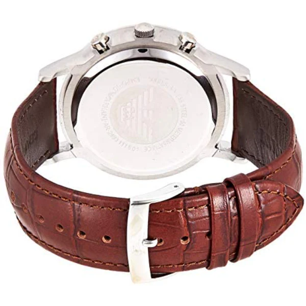 EMPORIO ARMANI Renato Brown Leather Strap Green Dial Chronograph Quartz Watch for Gents - EMPORIO ARMANI AR2493 - Image 2
