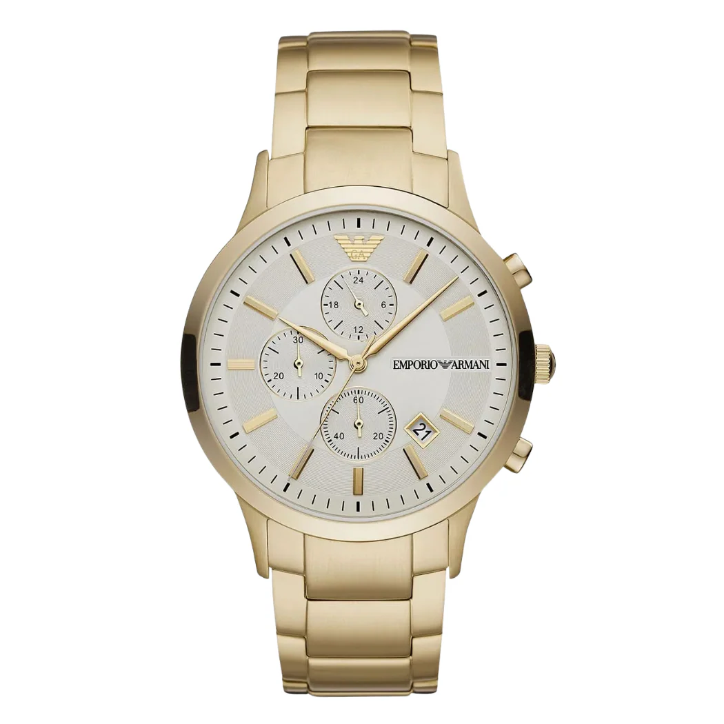 EMPORIO ARMANI Renato Gold Stainless Steel Cream Dial Chronograph Quartz Watch for Gents - AR11332