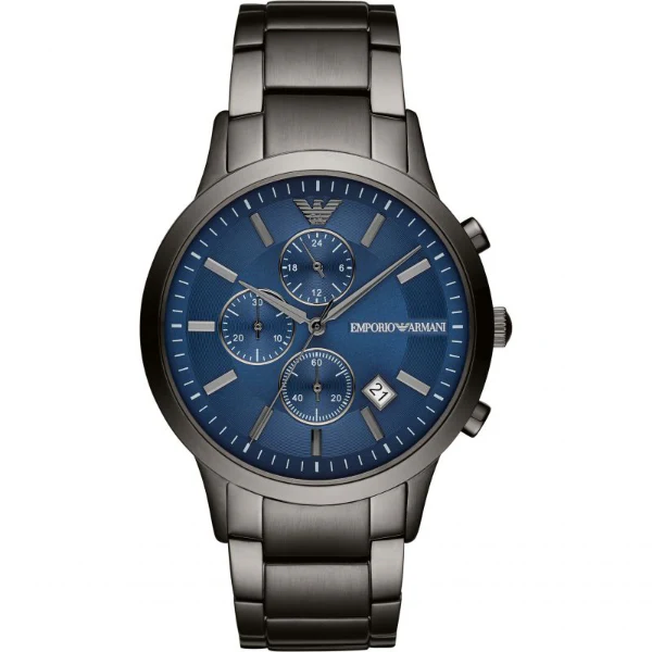 Emporio Armani Renato Grey Stainless Steel Blue Dial Chronograph Quartz Watch for Gents - AR11215 - Image 2