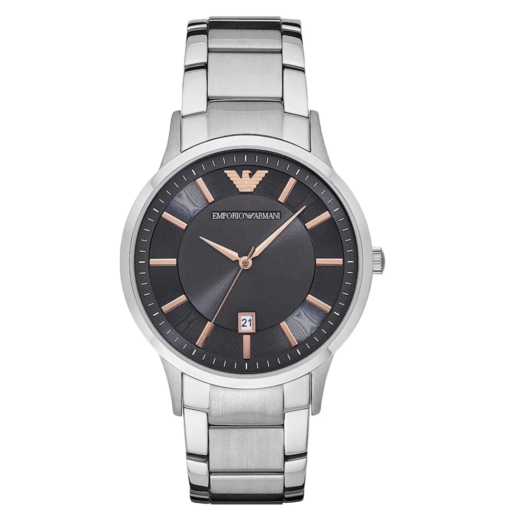 EMPORIO ARMANI Renato Silver Stainless Steel Black Dial Quartz Watch for Gents - AR11179 - Image 3