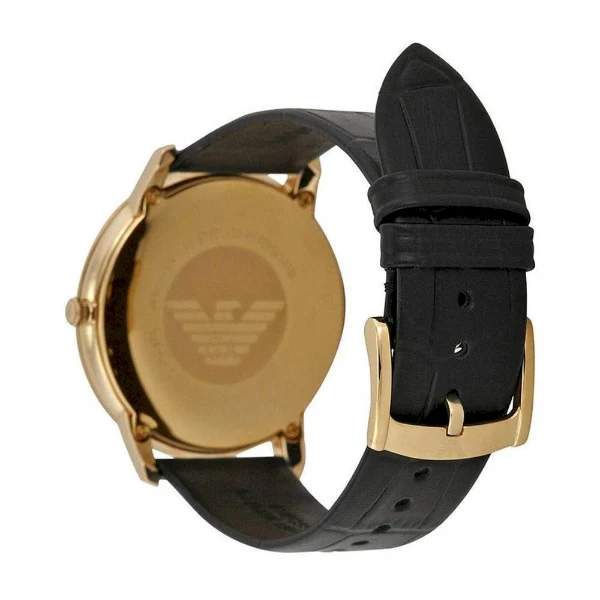 EMPORIO ARMANI Retro Black Leather Black Dial Quartz Watch for Gents- EMPORIO ARMANI AR-1742 - Image 2