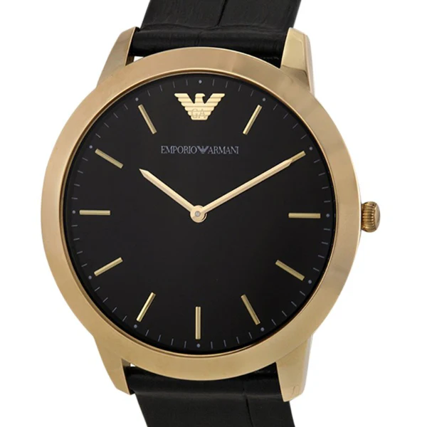 EMPORIO ARMANI Retro Black Leather Black Dial Quartz Watch for Gents- EMPORIO ARMANI AR-1742 - Image 3