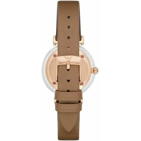 Emporio Armani Retro Brown Leather Strap Mother Of Pearl Dial Quartz Watch for Ladies - AR11040 - Image 2