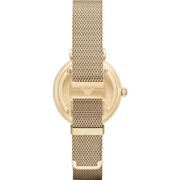 EMPORIO ARMANI Retro Gold Mesh Bracelet Gold Dial Quartz Watch for Ladies - AR1957 - Image 2