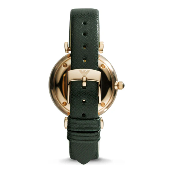 EMPORIO ARMANI Retro Green Leather Champagne Dial Quartz Watch for Ladies- EMPORIO ARMANI AR 1726 - Image 3
