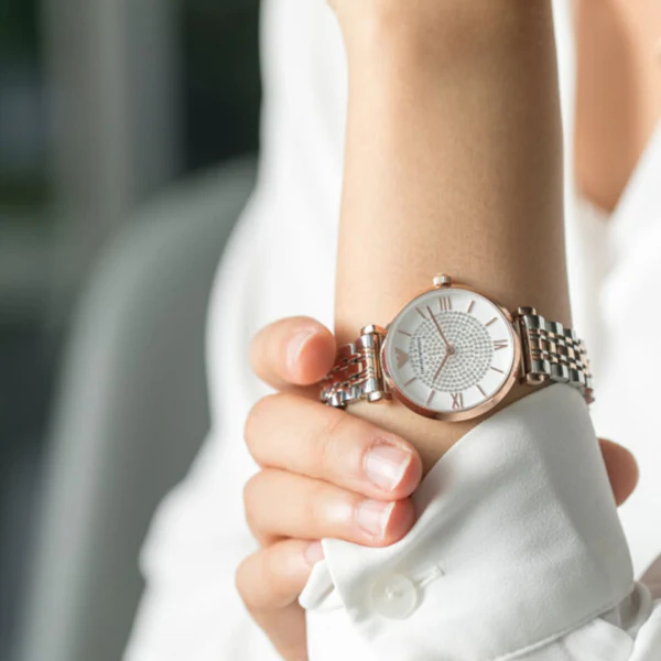 Emporio Armani Retro Two-tone Stainless Steel White Dial Quartz Watch for Ladies - AR80035 - Image 2