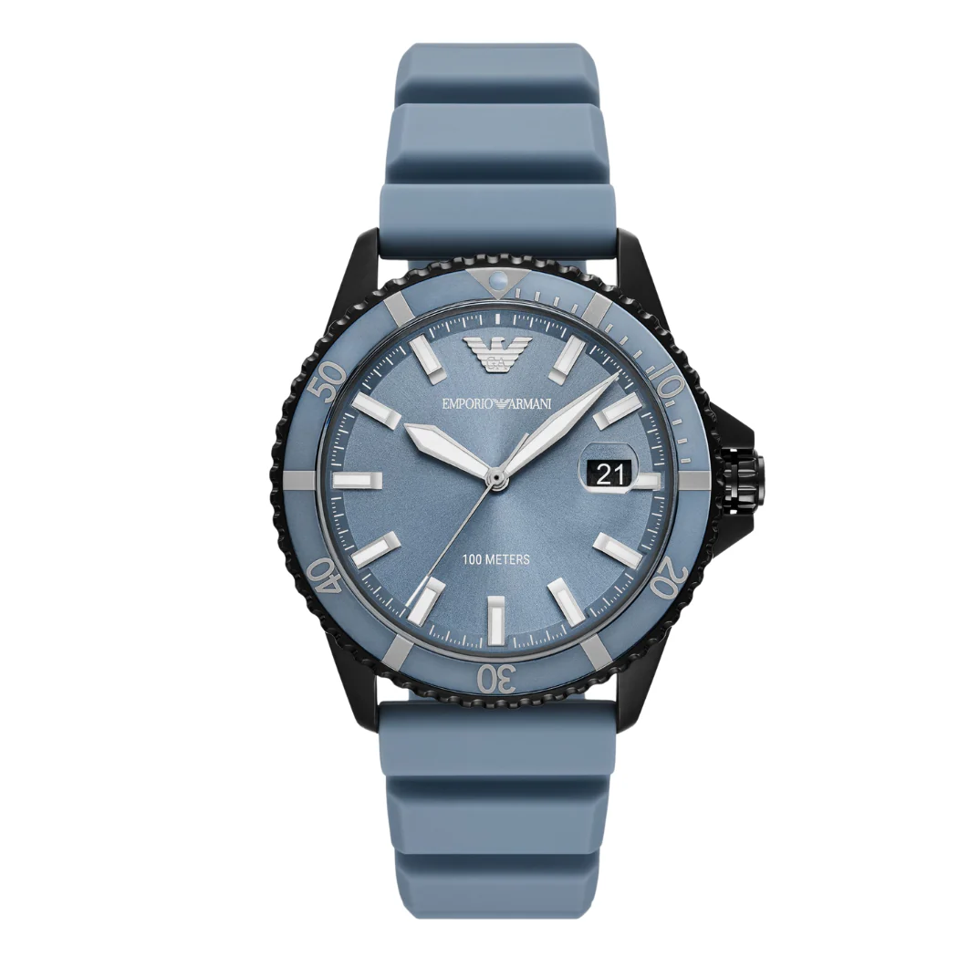 Emporio Armani Sea Explorer Blue Silicone Strap Blue Dial Quartz Watch for Gents - Emporio Armani AR-11685