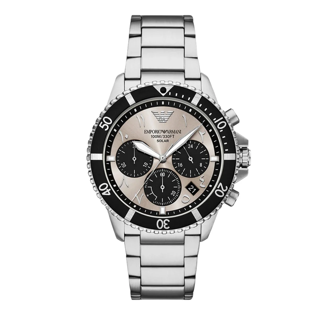 Emporio Armani Silver Stainless Steel Grey Dial Chronograph Quartz Watch for Gents - AR11722
