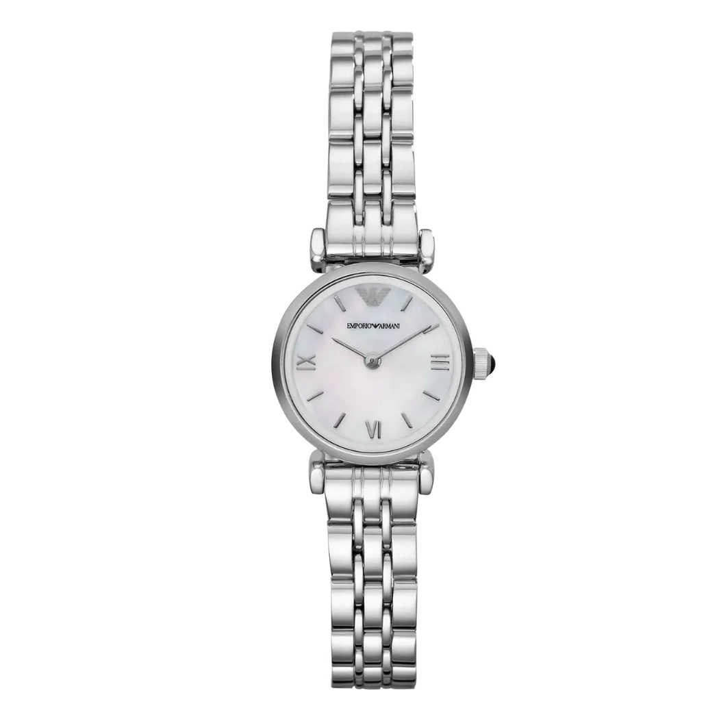 Emporio Armani Silver Stainless Steel Mother of pearl Dial Quartz Watch For Ladies - AR-1763