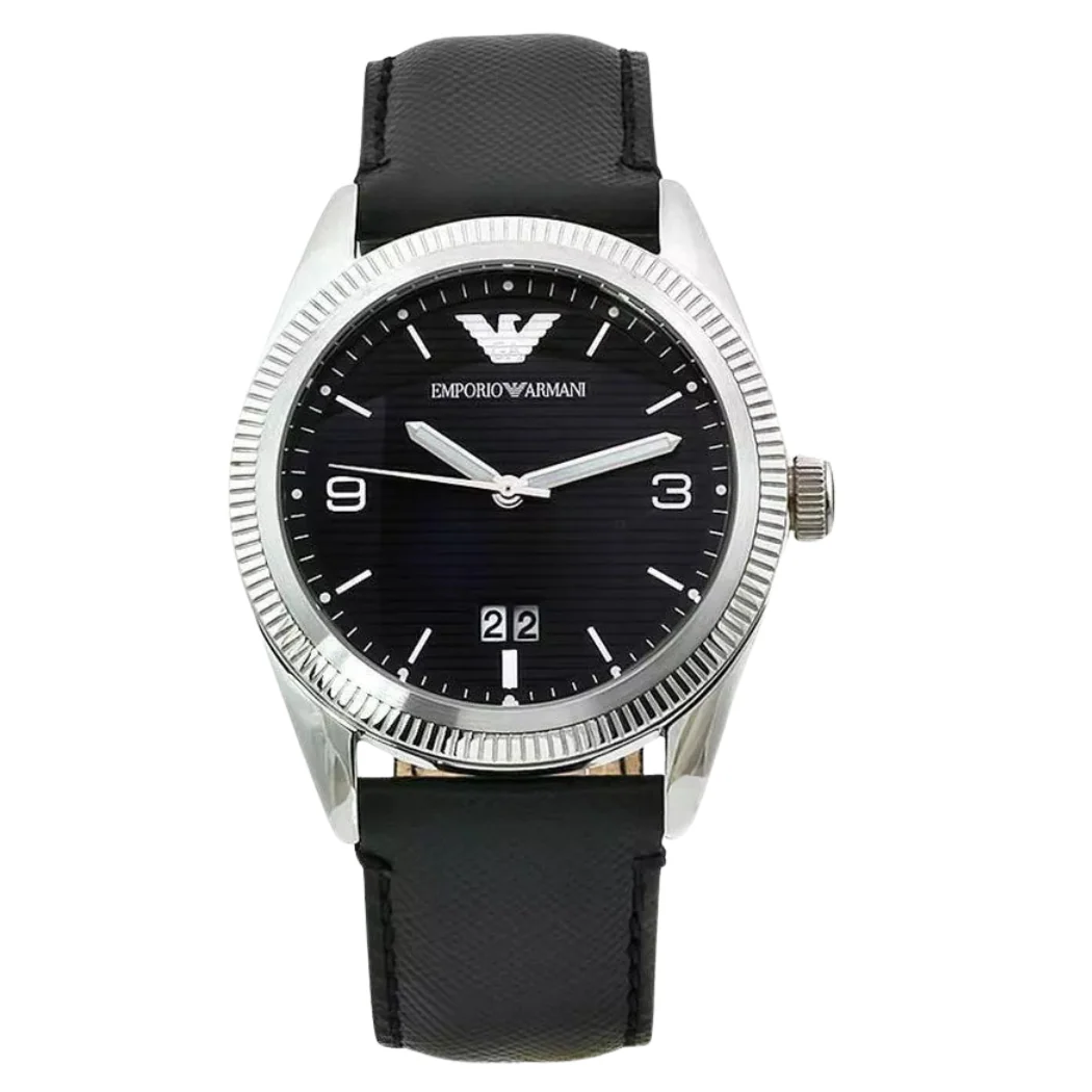 EMPORIO ARMANI Sport Black Leather Strap Black Dial Quartz Watch for Ladies - AR5893 - Image 2