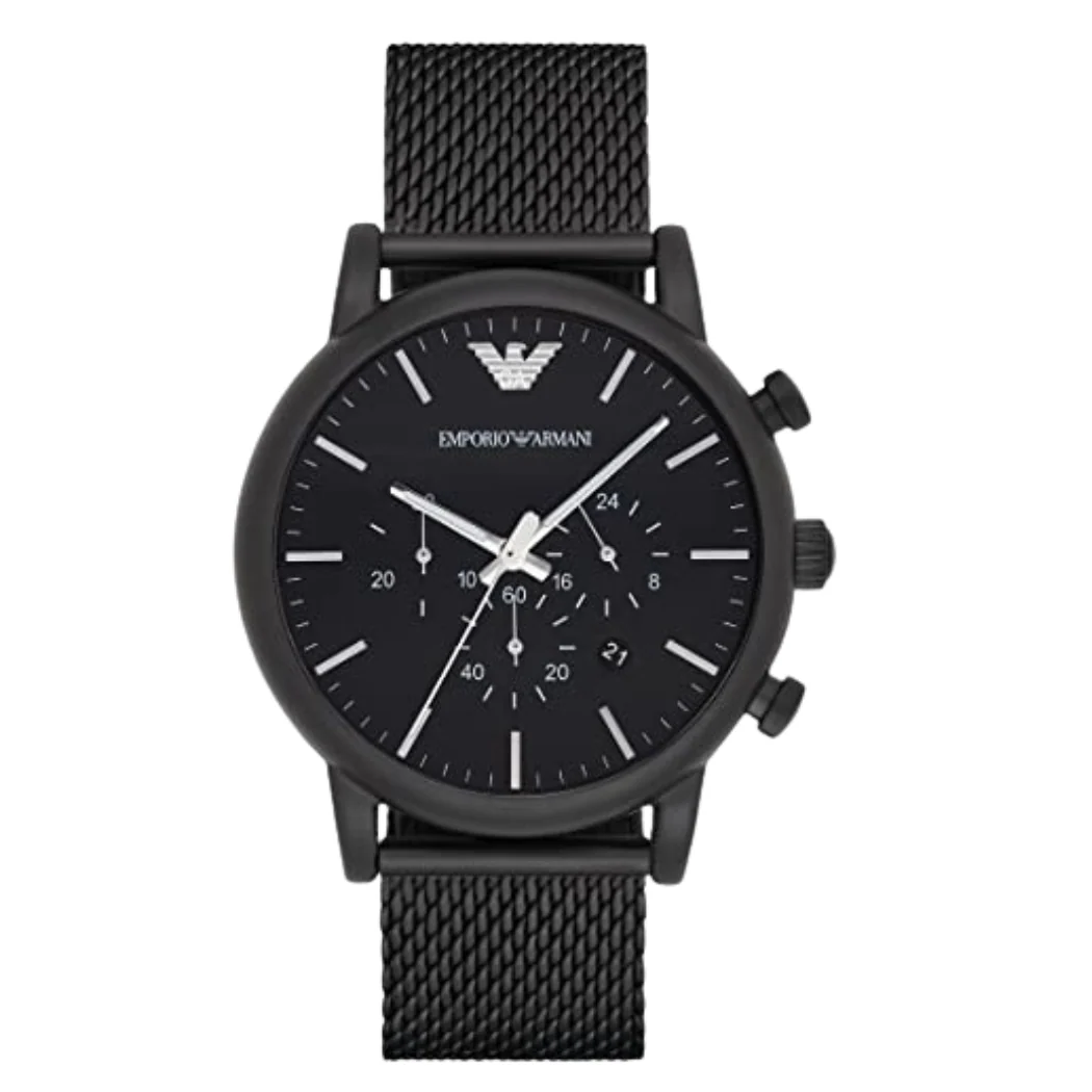 EMPORIO ARMANI Sport Black Mesh Bracelet Black Dial Chronograph Quartz Watch for Gents - AR1968