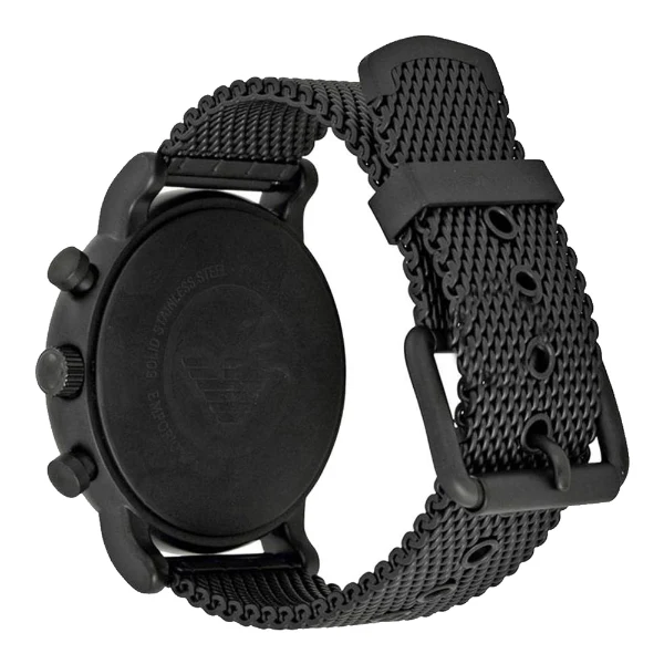 EMPORIO ARMANI Sport Black Mesh Bracelet Black Dial Chronograph Quartz Watch for Gents - AR1968 - Image 2