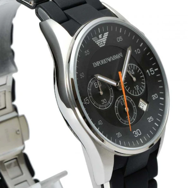EMPORIO ARMANI Sport Black Rubber Strap Black Dial Chronograph Quartz Watch for Gents - AR5858 - Image 2