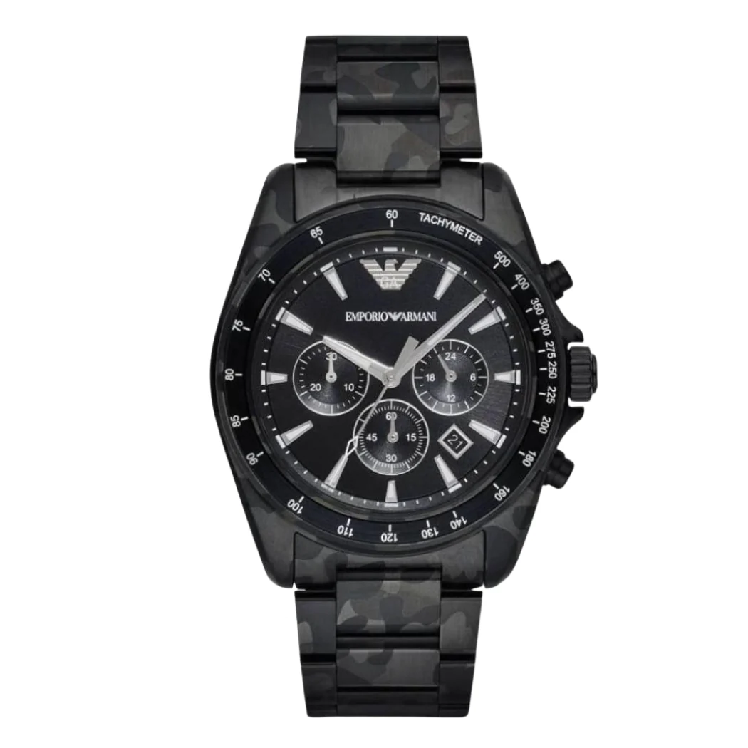 EMPORIO ARMANI Sport Black Stainless Steel Black Dial Chronograph Quartz Watch for Gents - AR11027