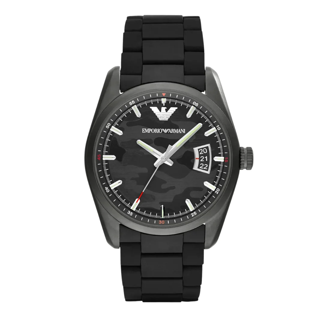 Emporio Armani Sportivo Black Rubber Strap Black Dial Quartz Watch for Gents - AR6052