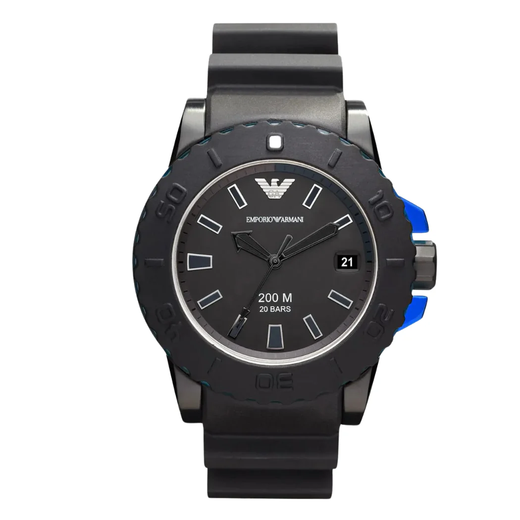 Emporio Armani Sportivo Black Silicone Strap Black Dial Quartz Watch for Gents - AR5966