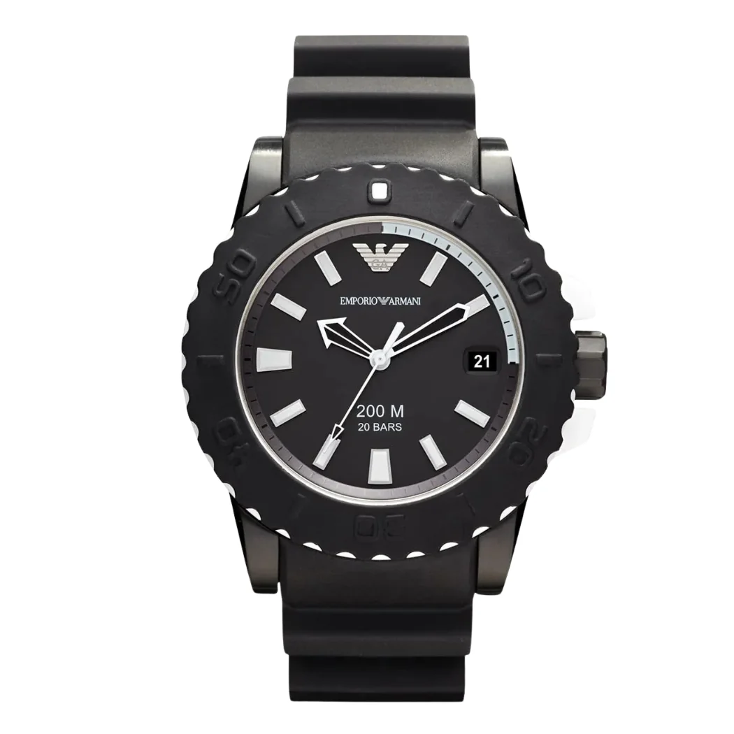 EMPORIO ARMANI Sportivo Black Silicone Strap Black Dial Quartz Watch for Gents - EMPORIO ARMANI AR5965