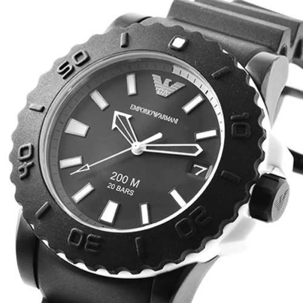 EMPORIO ARMANI Sportivo Black Silicone Strap Black Dial Quartz Watch for Gents - EMPORIO ARMANI AR5965 - Image 2