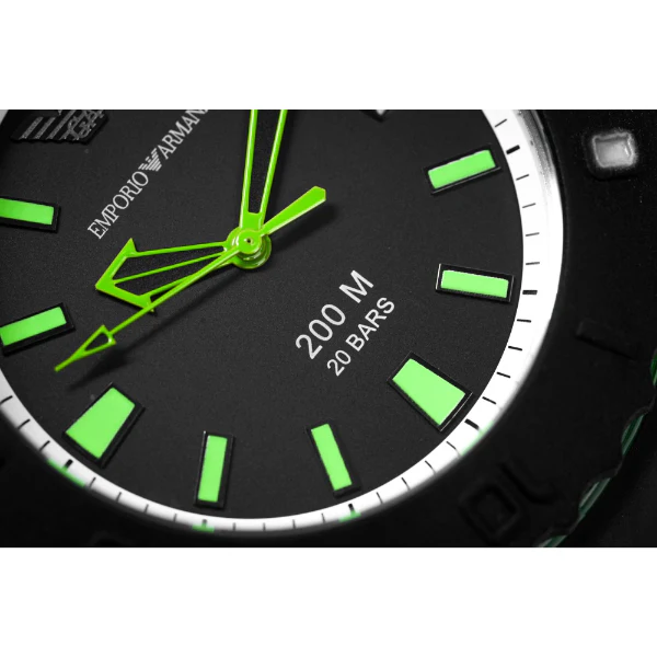 EMPORIO ARMANI Sportivo Black Silicone Strap Black Dial Quartz Watch for Gents - EMPORIO ARMANI AR6102 - Image 2