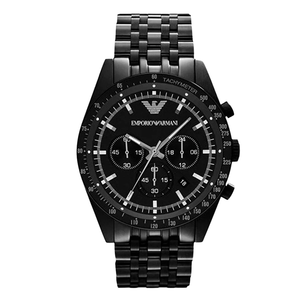 EMPORIO ARMANI Sportivo Black Stainless Steel Black Dial Chronograph Quartz Watch for Gents - AR5989