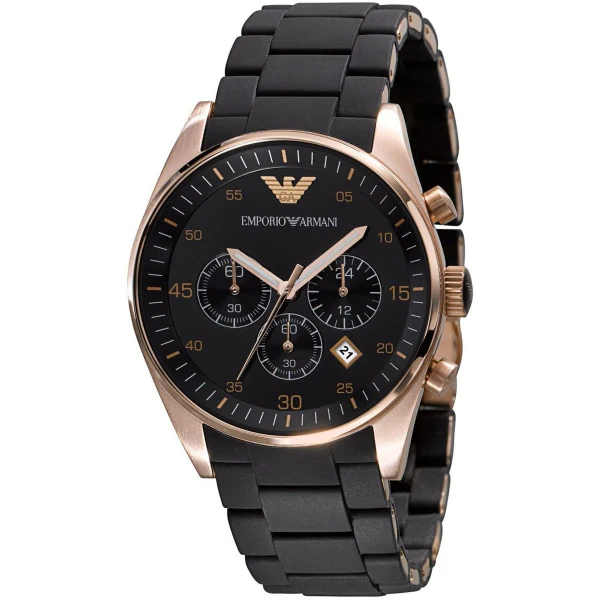 EMPORIO ARMANI Sportivo Black Stainless Steel Black Dial Chronograph Quartz Watch for Gents - EMPORIO ARMANI AR5905