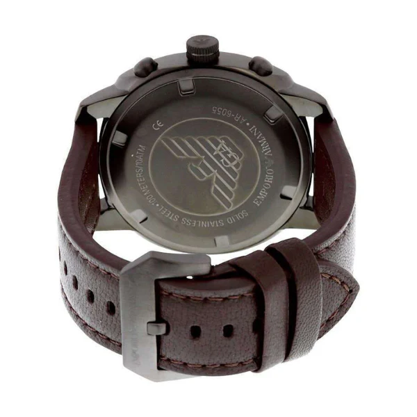 EMPORIO ARMANI Sportivo Brown Leather Gold Sunray Dial Quartz Watch for Gents- EMPORIO ARMANI AR 6055 - Image 2