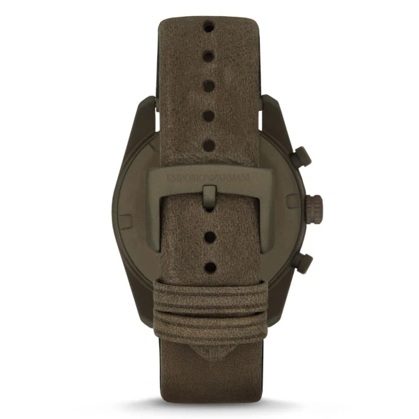 EMPORIO ARMANI Sportivo Brown Leather Silver Dial Quartz Watch for Gents- EMPORIO ARMANI AR 6076 - Image 2