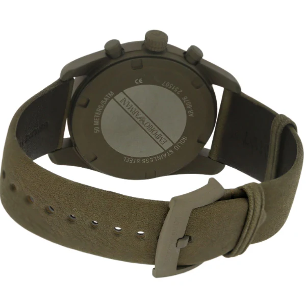 EMPORIO ARMANI Sportivo Brown Leather Silver Dial Quartz Watch for Gents- EMPORIO ARMANI AR 6076 - Image 3